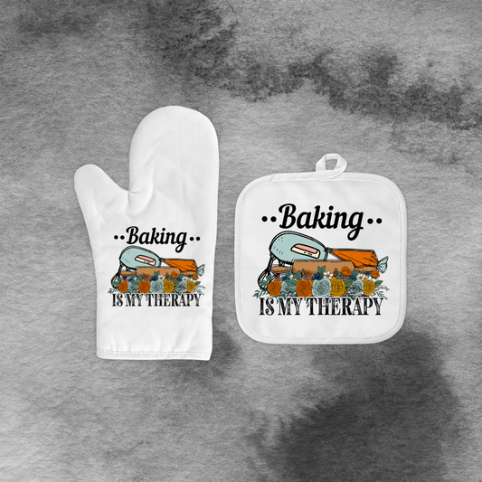 Baking Is My Therapy Mitt and Pot Holder Set