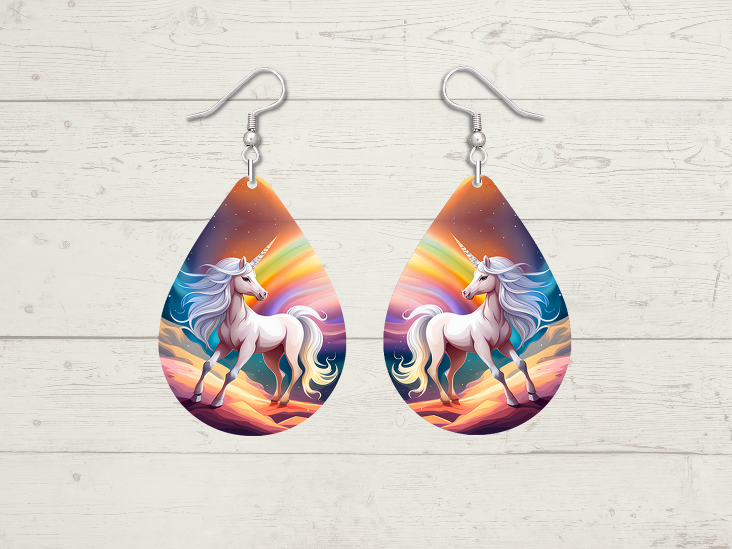 Unicorn Rainbow Teardrop Earrings