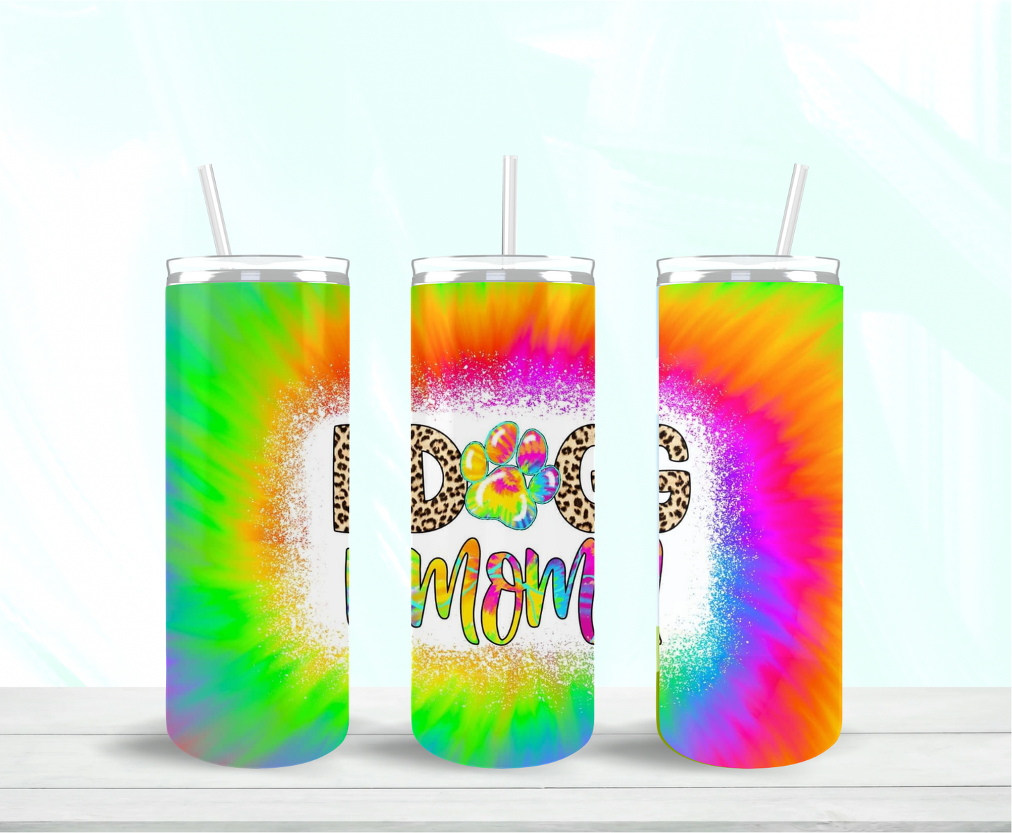 Dog Mom Tie Dye Skinny Tumbler