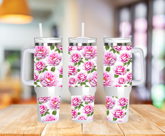 Pink Floral 40 ounce Coffee Mug Tumblers