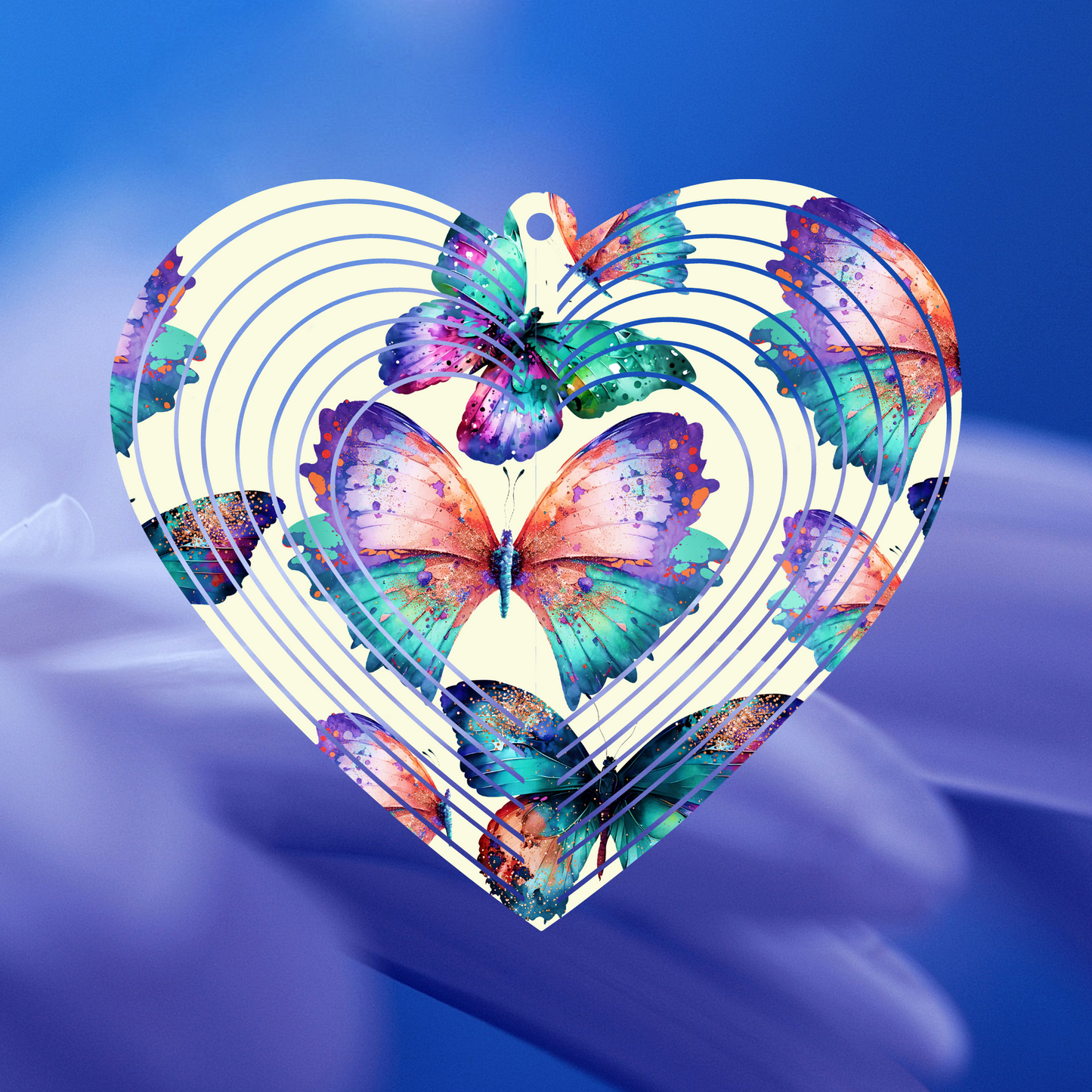 Butterflies Heart-Shaped Wind Spinner