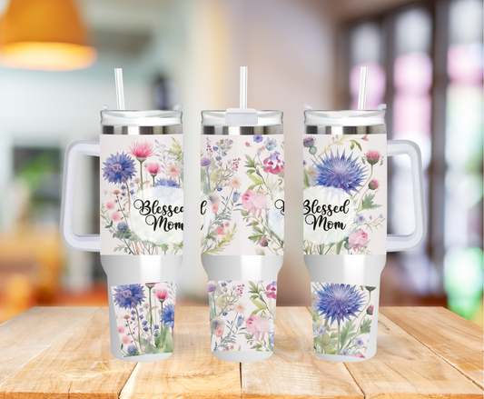 Blessed Mom Floral 40 ounce Coffee Mug Tumblers