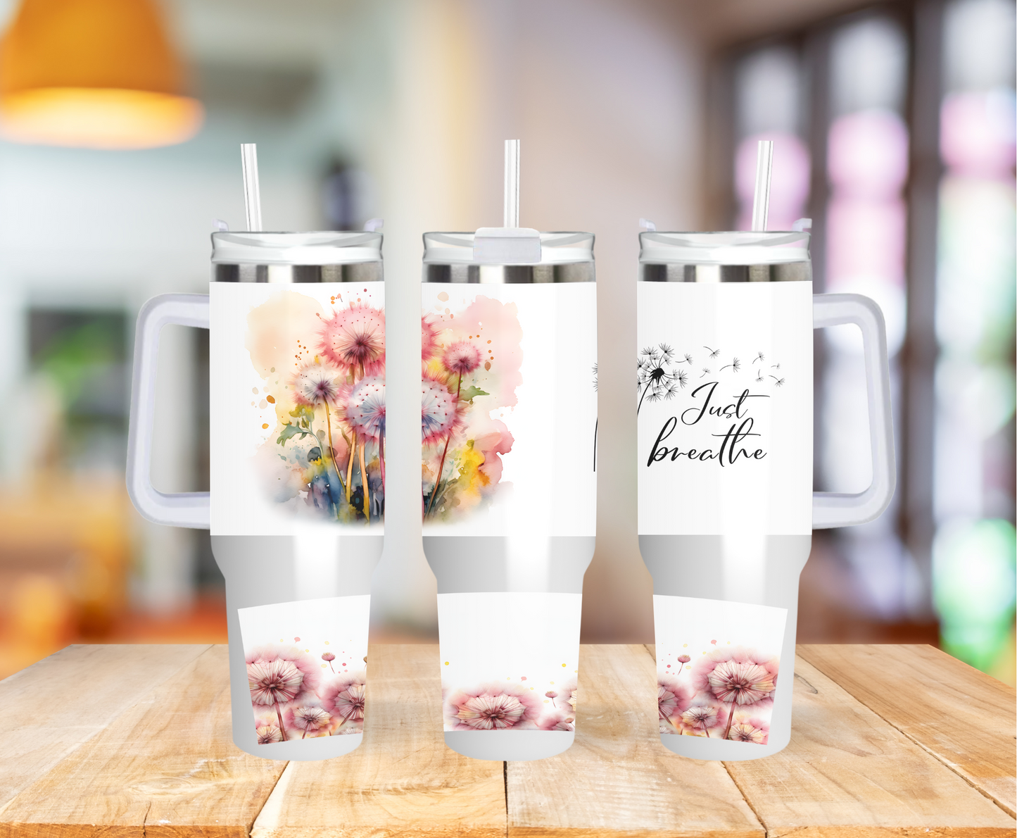 Just Breathe Floral 40 ounce Coffee Mug Tumblers