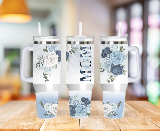 Mom Blue Floral 40 ounce Coffee Mug Tumblers