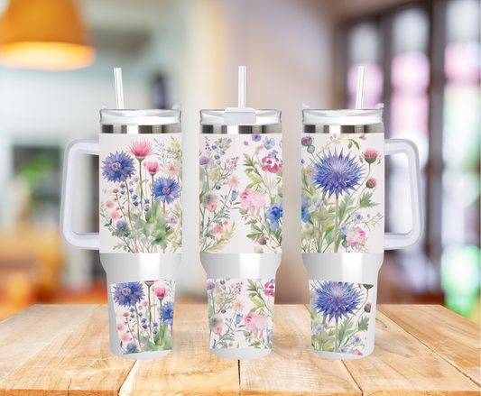 Blue Floral 40 ounce Coffee Mug Tumblers