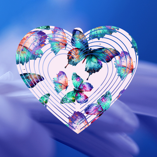 Butterflies Heart-Shaped Wind Spinner