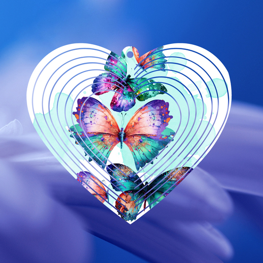 Butterflies Heart-Shaped Wind Spinner