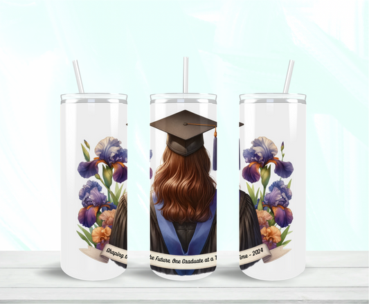 Class of 2024 Grad Straight Hair Skinny Tumbler