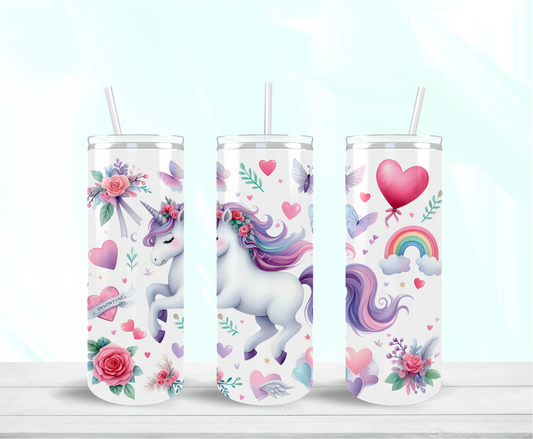 Unicorn Hearts Skinny Tumbler