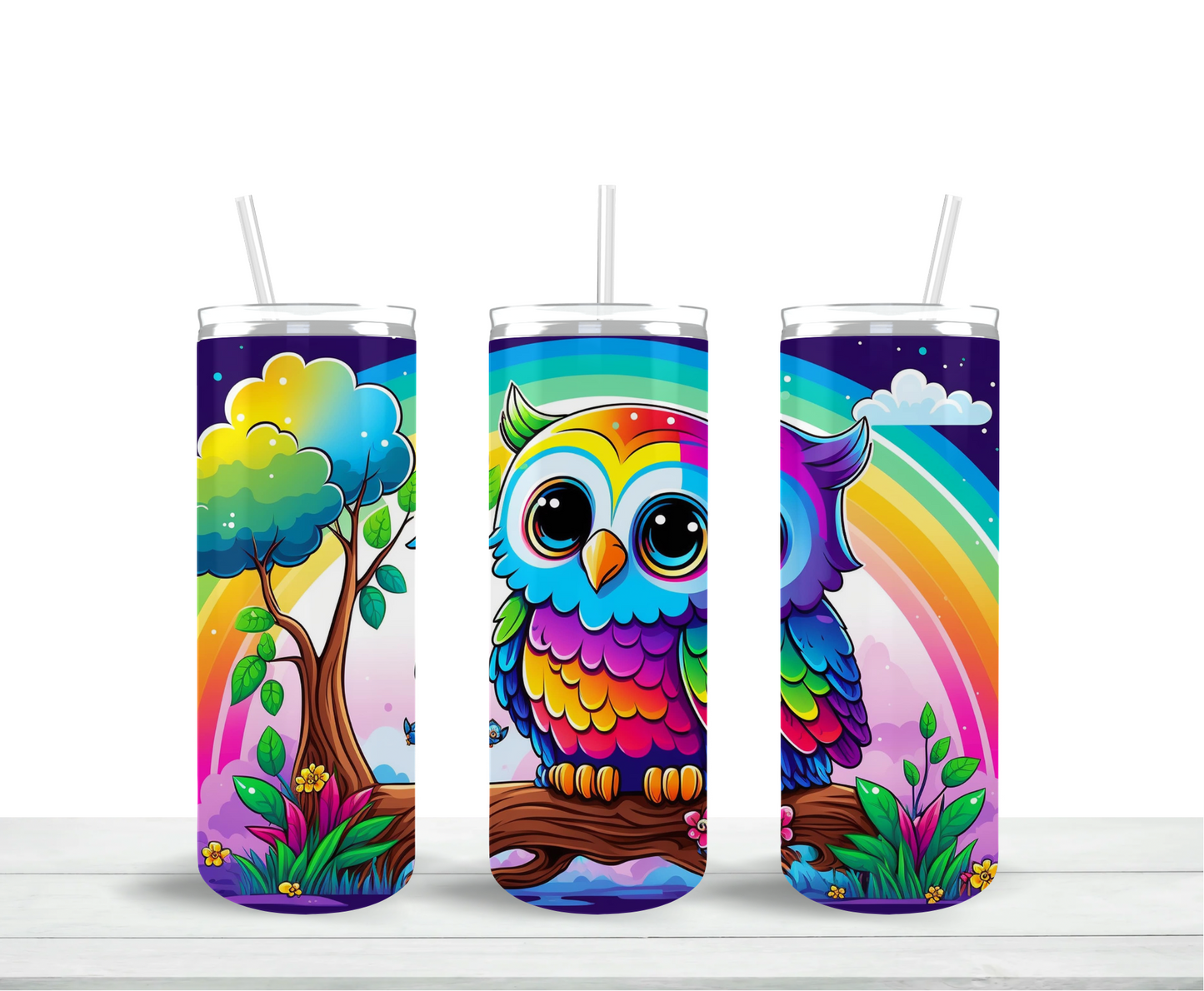 Whimsical Owl Skinny Tumbler