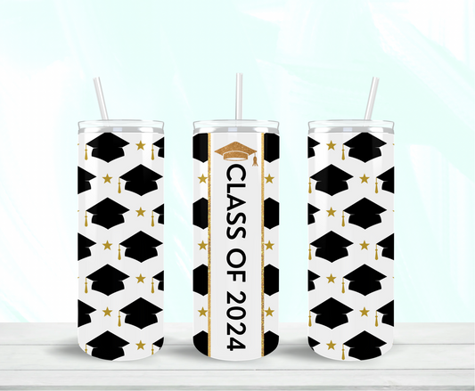 Class of 2024 Graduation Cap Skinny Tumbler