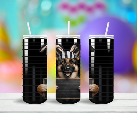 German Shephard Easter Personalized Skinny Tumbler