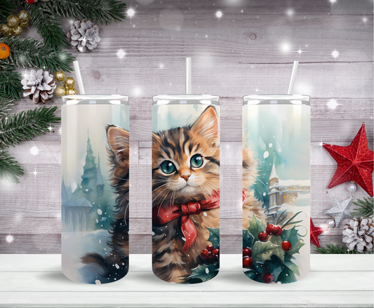 Red Bow Kitty Skinny Tumbler