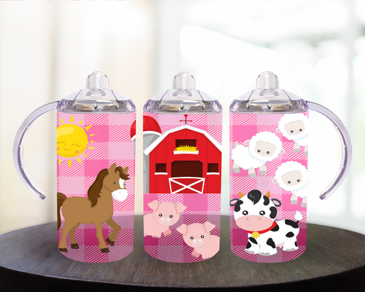 Barnyard Pink 12 oz Sippy Cup