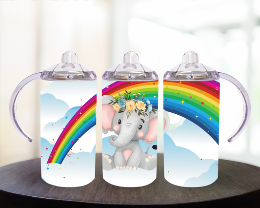 Elephant And Rainbow 12 oz Sippy Cup