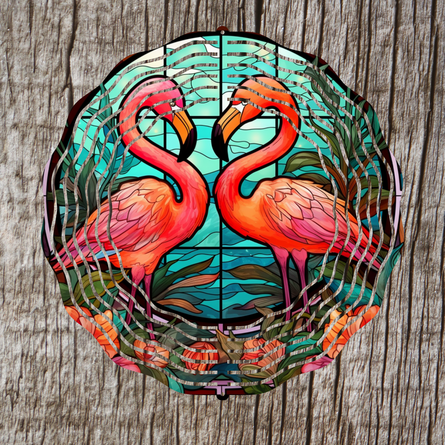 Flamingo Stained Glass Wind Spinner