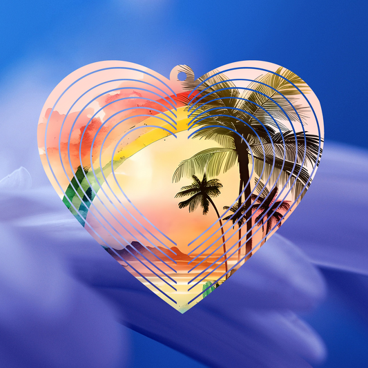 Tropical Beach Heart-Shaped Wind Spinner