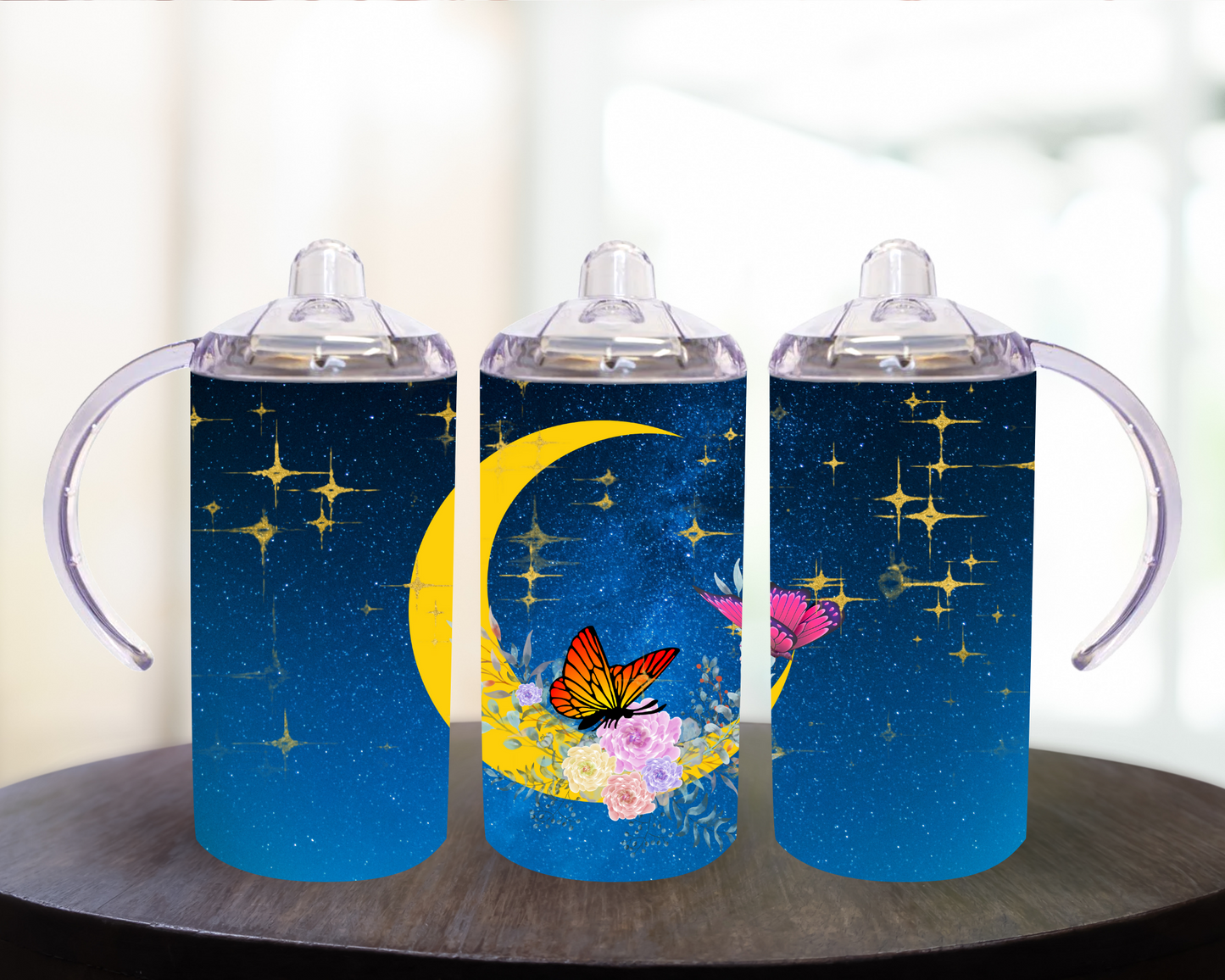 Butterflies Moon and Stars 12 oz Sippy Cup