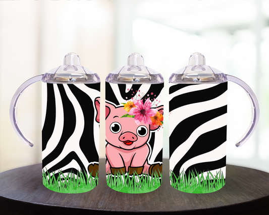 Piglet With Zebra Print 12 oz Sippy Cup