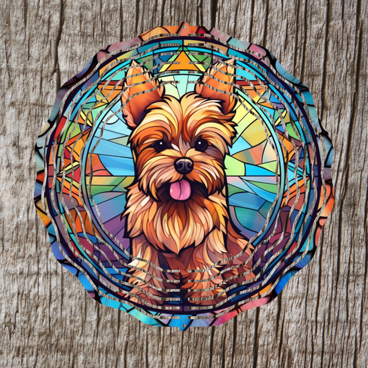 Yorkie Stained Glass Wind Spinner