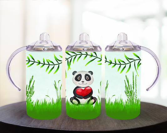 Panda Bear With Heart 12 oz Sippy Cup