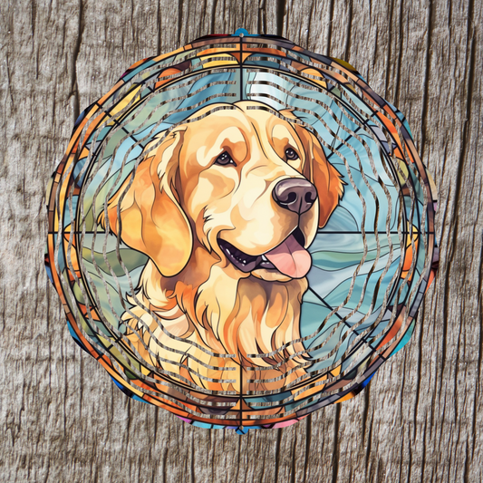 Golden Retriever Stained Glass Wind Spinner