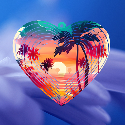 Tropical Beach Heart-Shaped Wind Spinner