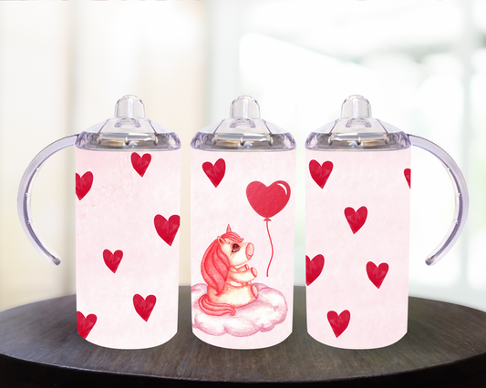 Unicorn Hearts 12 oz Sippy Cup