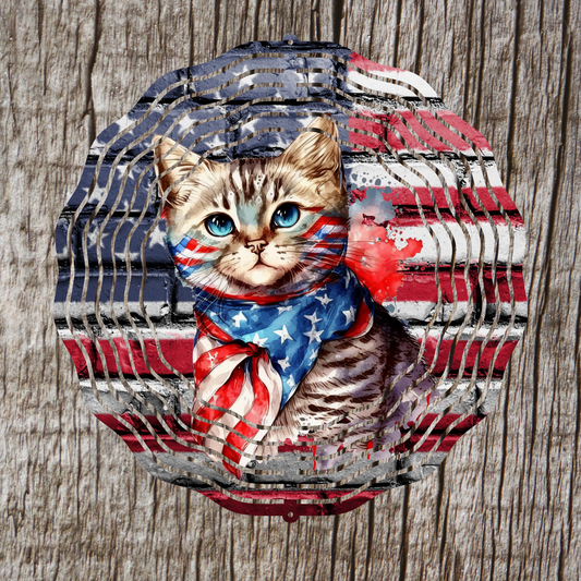 Patriotic Kitten Wind Spinner