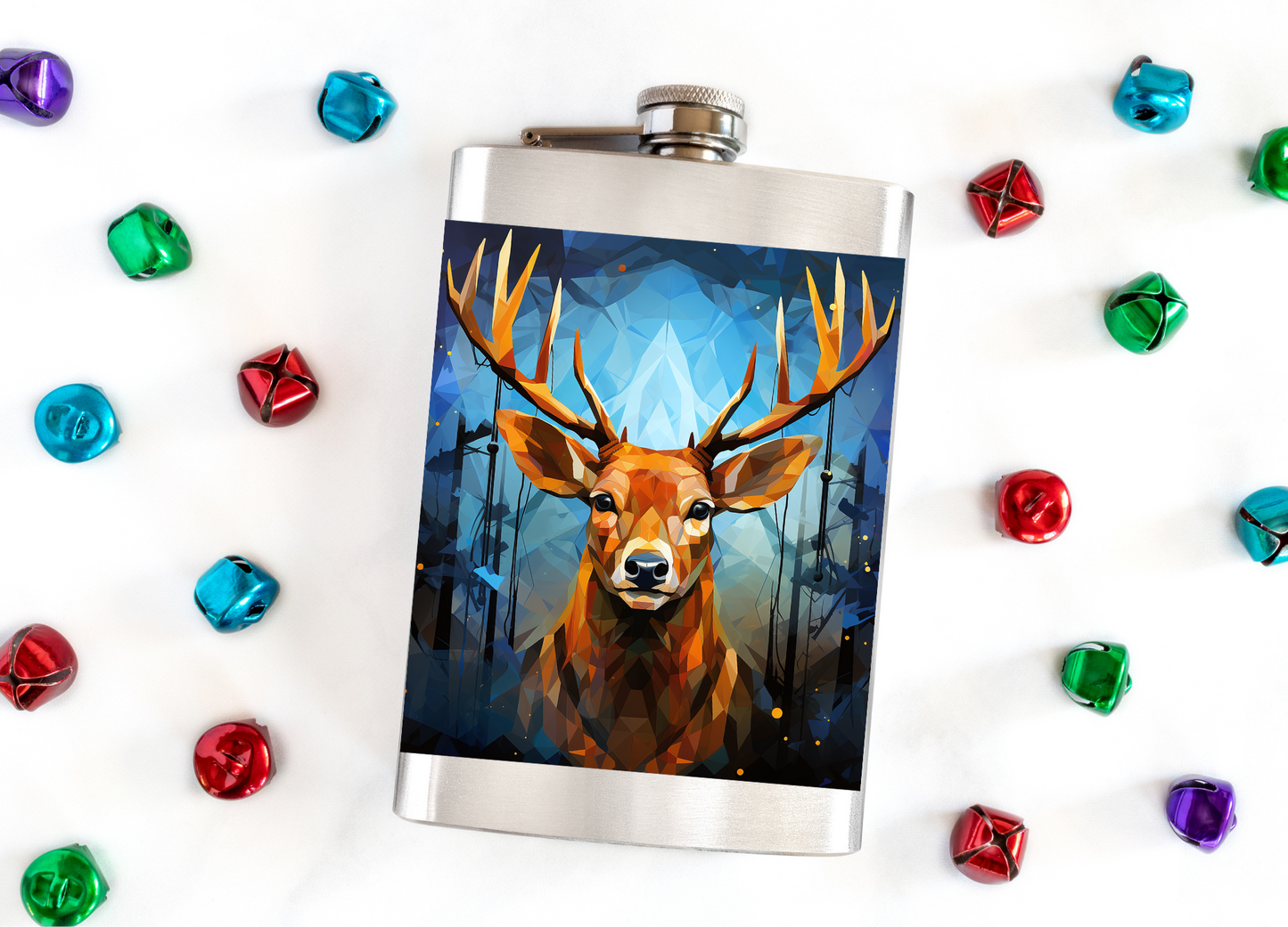 Buck Blue Background Flask