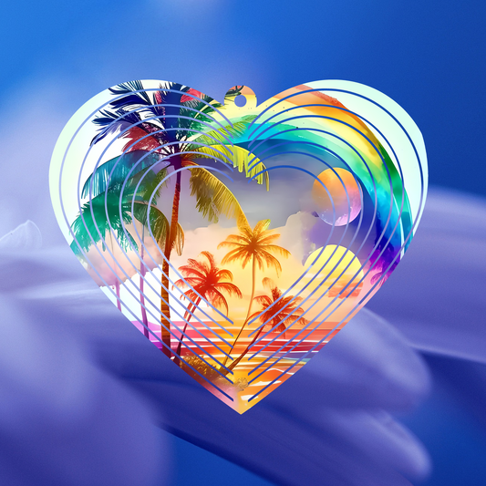 Tropical Beach Heart-Shaped Wind Spinner