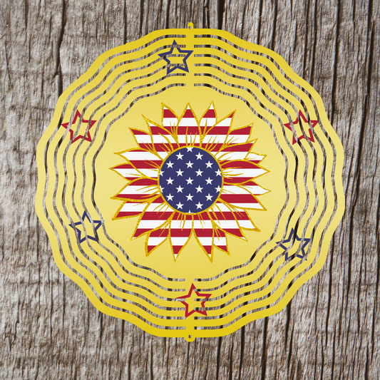 Patriotic Sunflower Wind Spinner