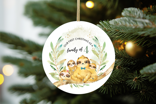 Sloth Baby/Family First Christmas Ornament