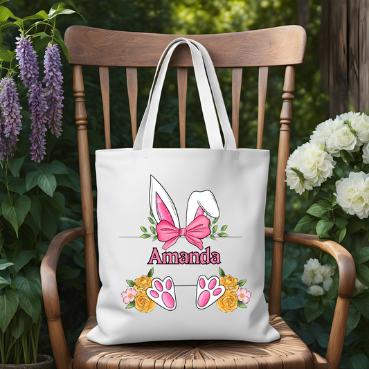 Personalized Easter Bunny Bow and Ears Tote