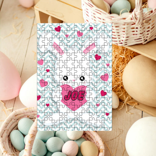 Personalized Heart Bunny Puzzle Boy