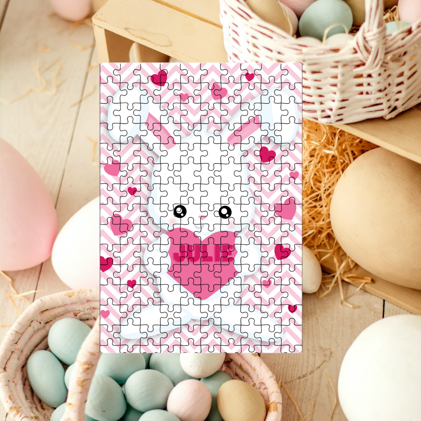 Personalized Heart Bunny Puzzle Girl