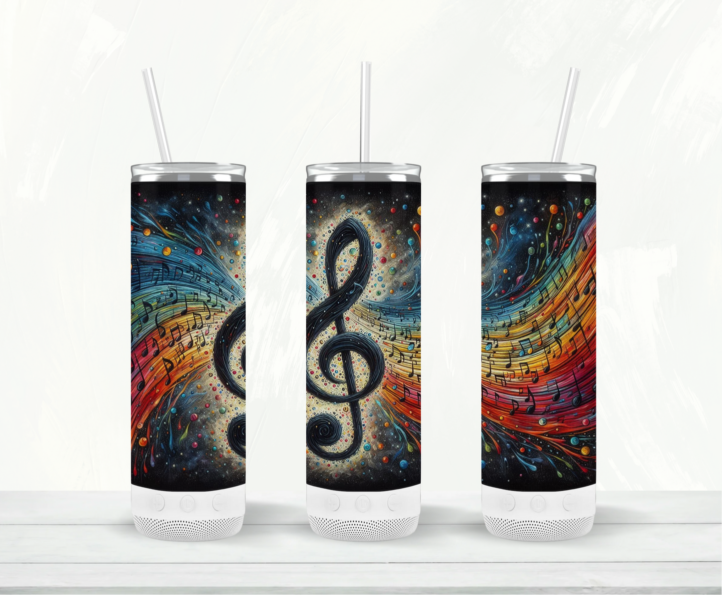 Rainbow Music Notes Pastel Bluetooth Speaker Tumbler