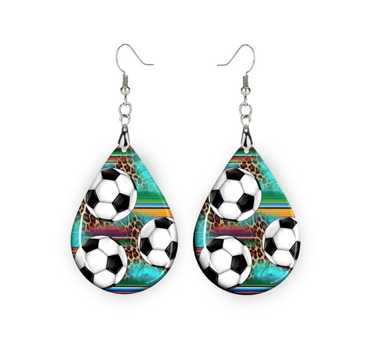 Soccer Ball Teardrop Earrings