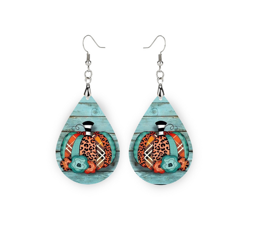 Teal Pumpkin Teardrop Earrings