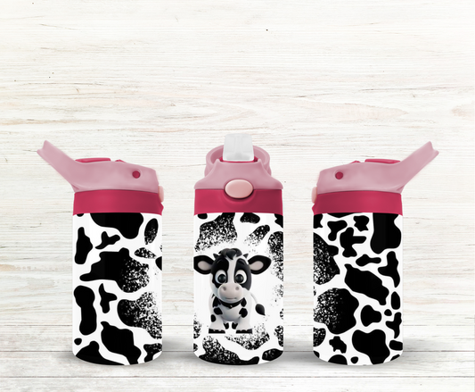 Black and White Cow 12 oz Kids Water Bottle