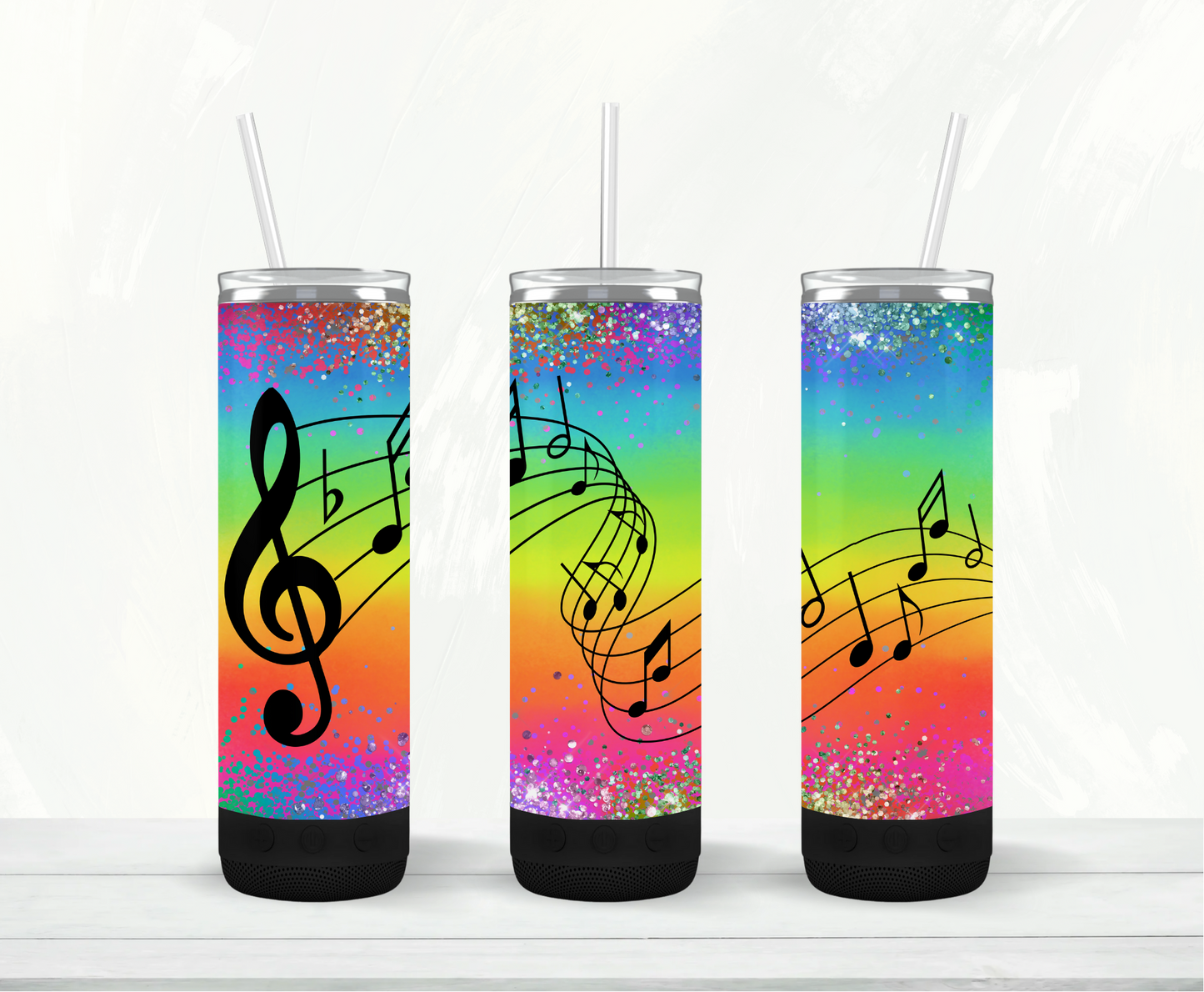 Music Notes Rainbow Bluetooth Speaker Tumbler