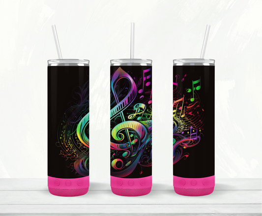 Music Notes Black/Rainbow Bluetooth Speaker Tumbler