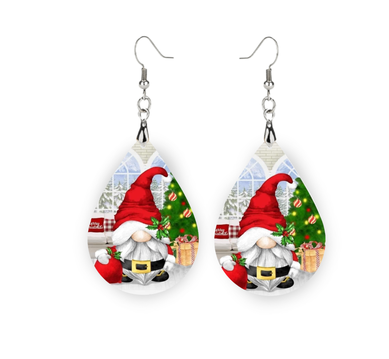 Red Gnome Teardrop Earrings