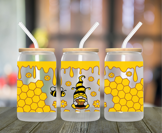 Honey Bee Frosted Glass Can