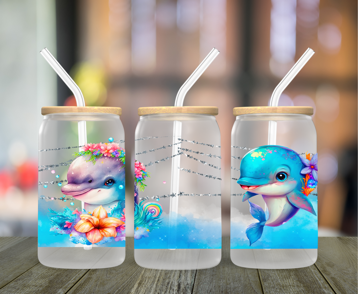 Dolphin Frosted Glass Can