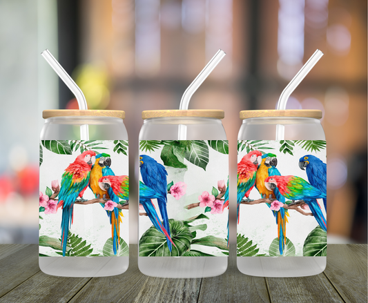 Parrot Frosted Glass Can