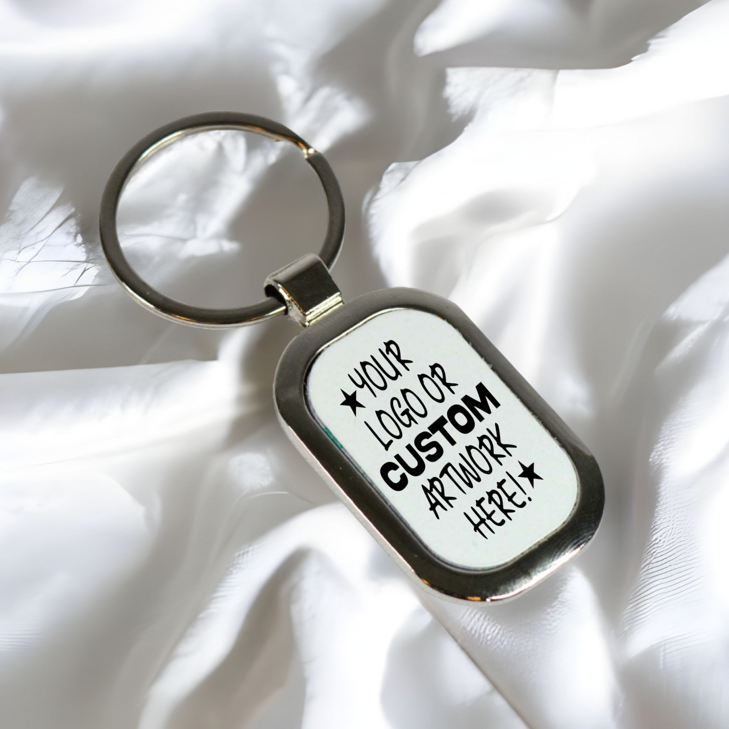 Custom Rounded Rectangular Metal Keychain